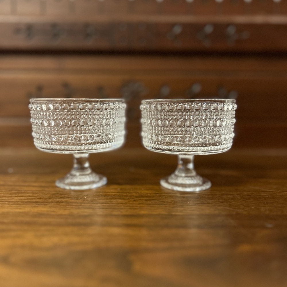Pair of Clear Glass Hobnail Cocktail Glasses